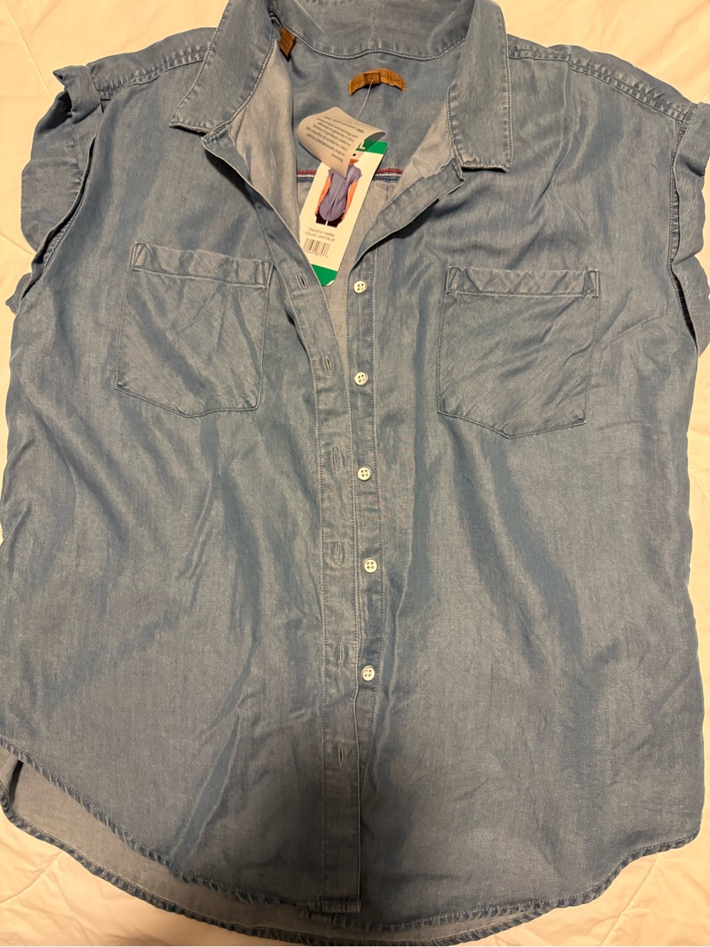 Women’s Light Blue Denim-Style Button-Up Shirt